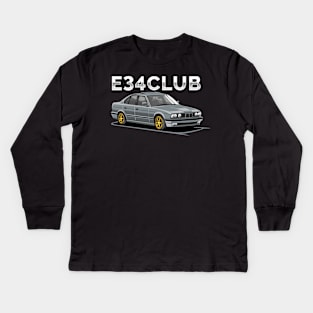 E34 CLUB - E34 Car Illustration Kids Long Sleeve T-Shirt